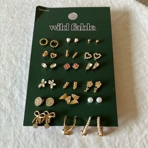 Wild Fable: Gold Tone/Faux Pearl Earring Set- 18 pairs- Nickel Free